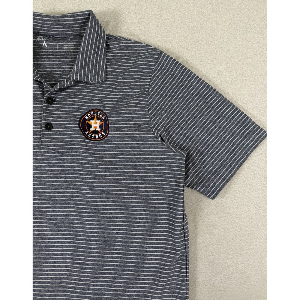Antigua Houston Astros Men's Medium Striped Polo Shirt MLB Golf Performance Gray